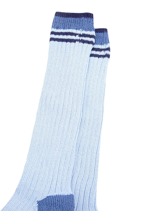 Striped Combed Cotton Knee High Glitter Socks in Blue