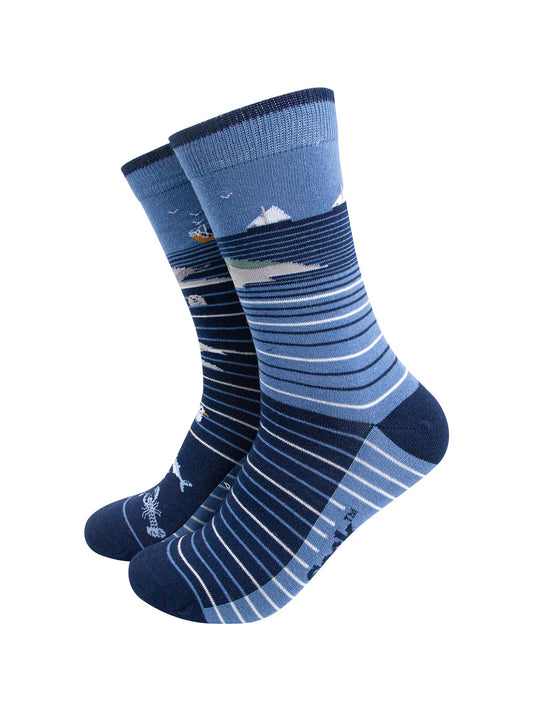 Coastline-Stripes-Combed-Cotton-Odd-Socks-in-Blue-Mannequin