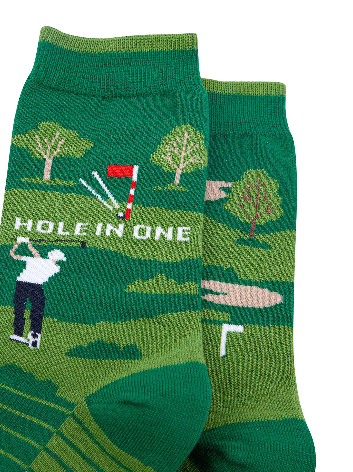 Hole-in-One-Golf-Combed-Cotton-Odd-Socks-in-Green-Closeup