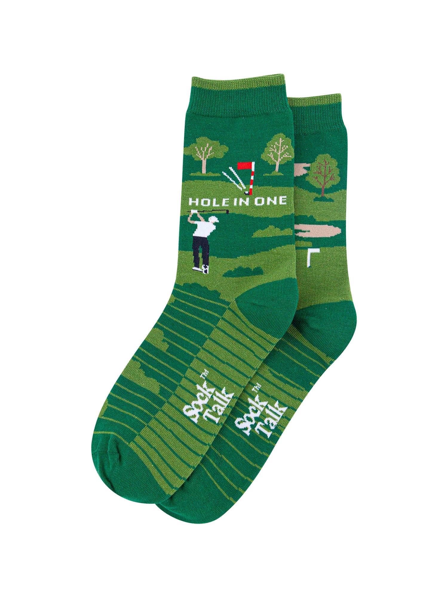 Hole-in-One-Golf-Combed-Cotton-Odd-Socks-in-Green-Lying-Flat