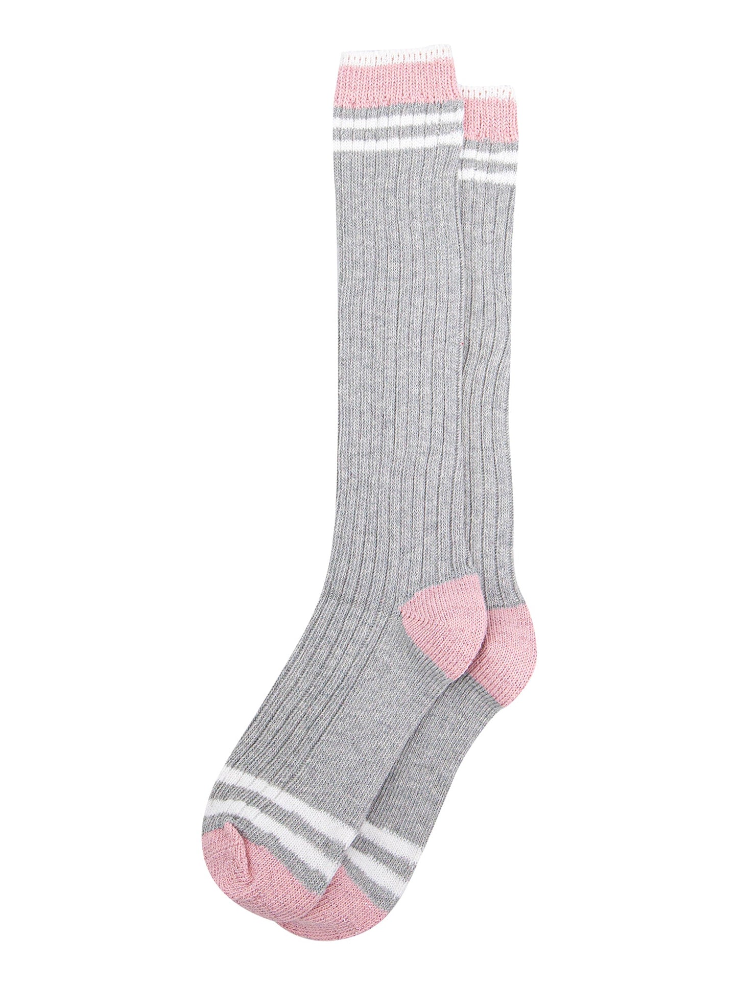 Striped-Combed-Cotton-Knee-High-Glitter-Socks-in-Grey-Pink-flat-lay