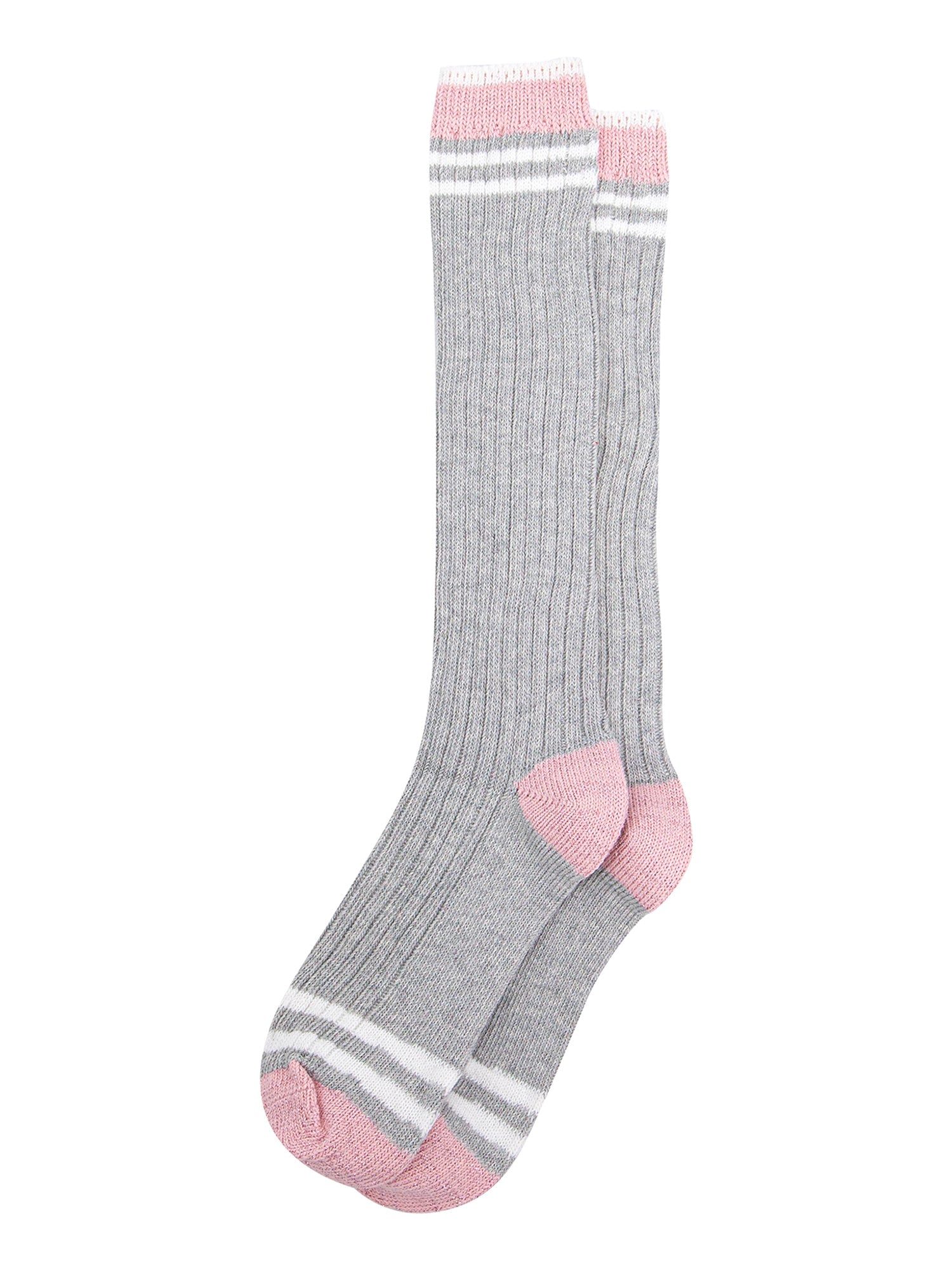 Striped-Combed-Cotton-Knee-High-Glitter-Socks-in-Grey-Pink-flat-lay