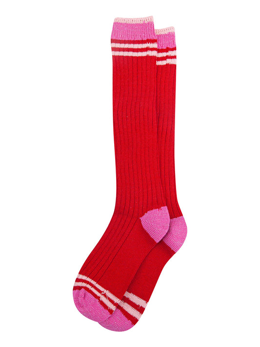 Striped-Combed-Cotton-Knee-High-Glitter-Socks-in-Red-Pink-close-up