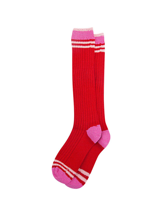 Striped-Combed-Cotton-Knee-High-Glitter-Socks-in-Red-Pink-close-up