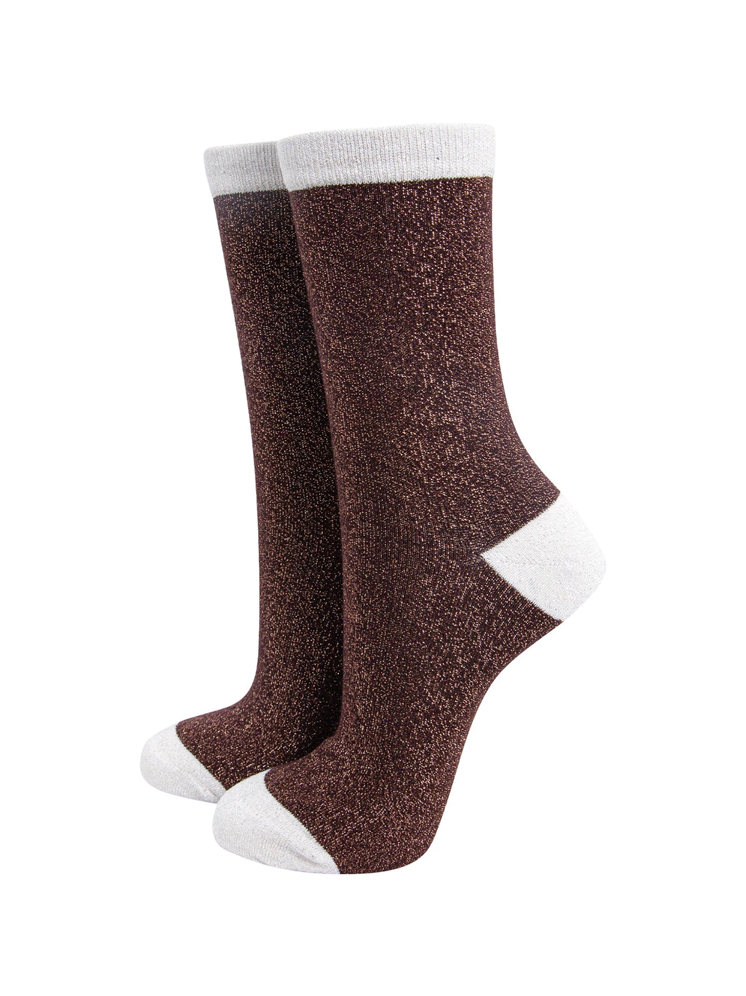 Polka-Dots-Combed-Cotton-Glitter-Socks-in-Chocolate-Brown-MANNEQUIN