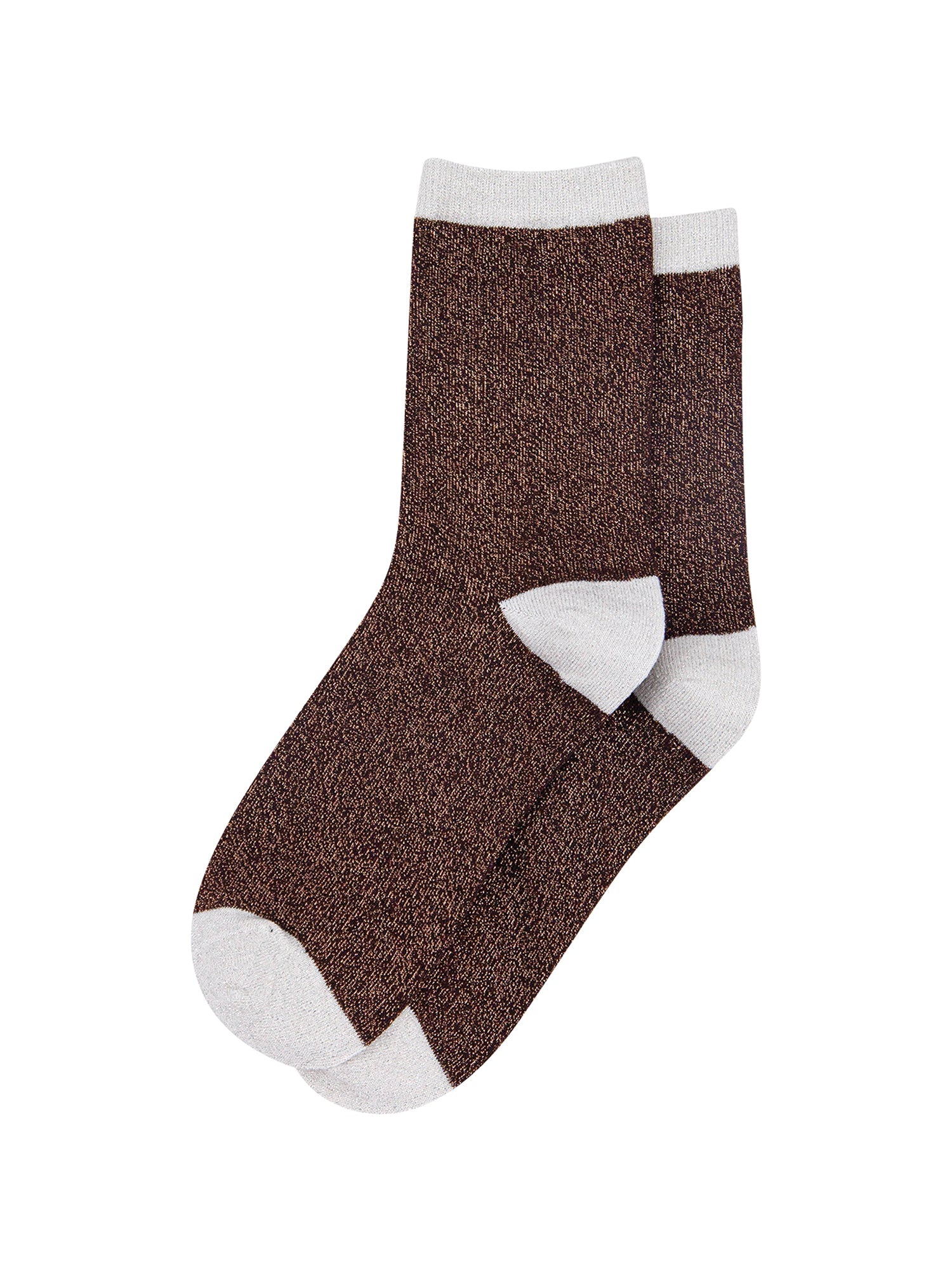 Polka-Dots-Combed-Cotton-Glitter-Socks-in-Chocolate-Brown-Flat-lay