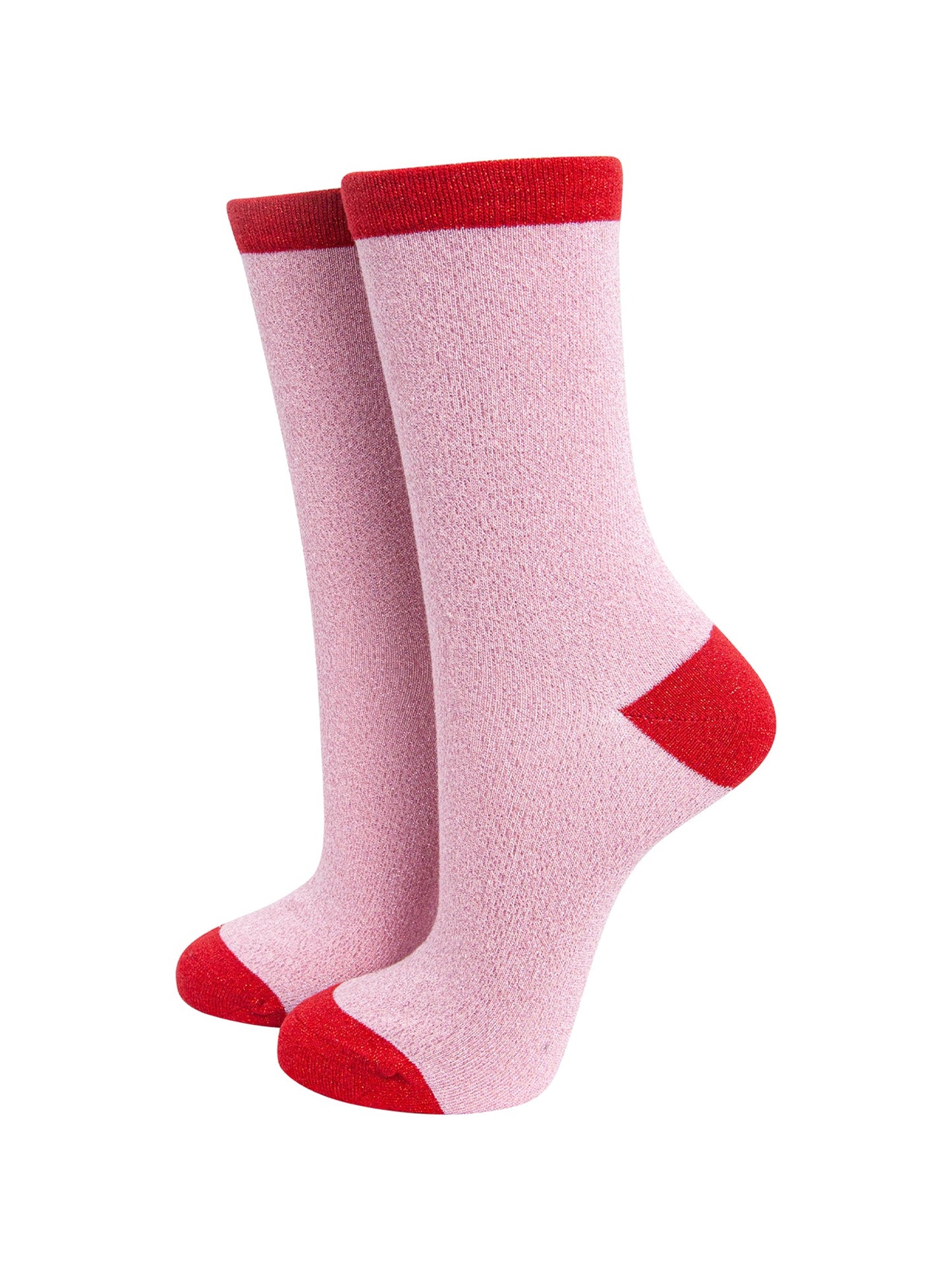 Plain-Combed-Cotton-Glitter-Socks-in-Pink-Red-mannequin