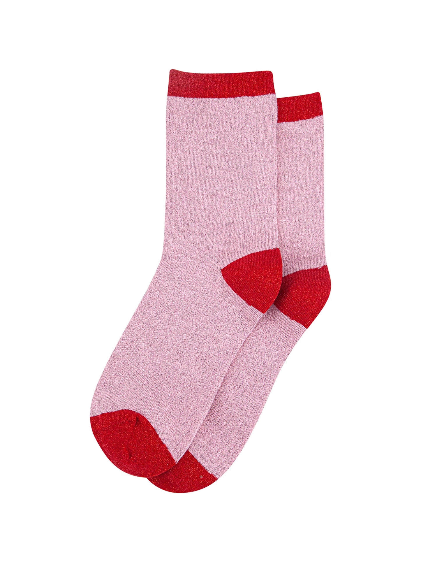 Plain-Combed-Cotton-Glitter-Socks-in-Pink-Red-flat-lay