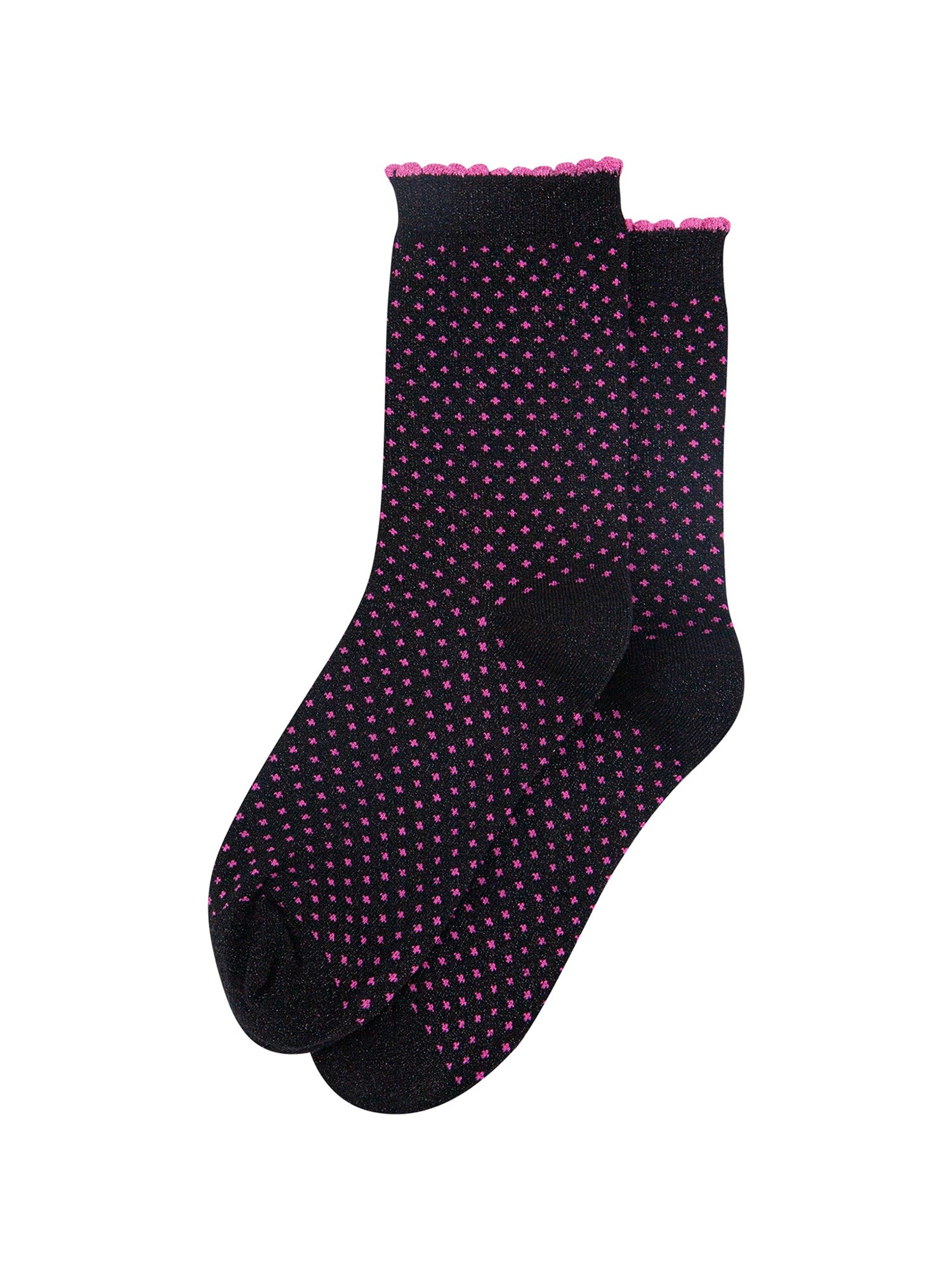 Polka-Dots-Combed-Cotton-Glitter-Socks-in-Black-flat-lay