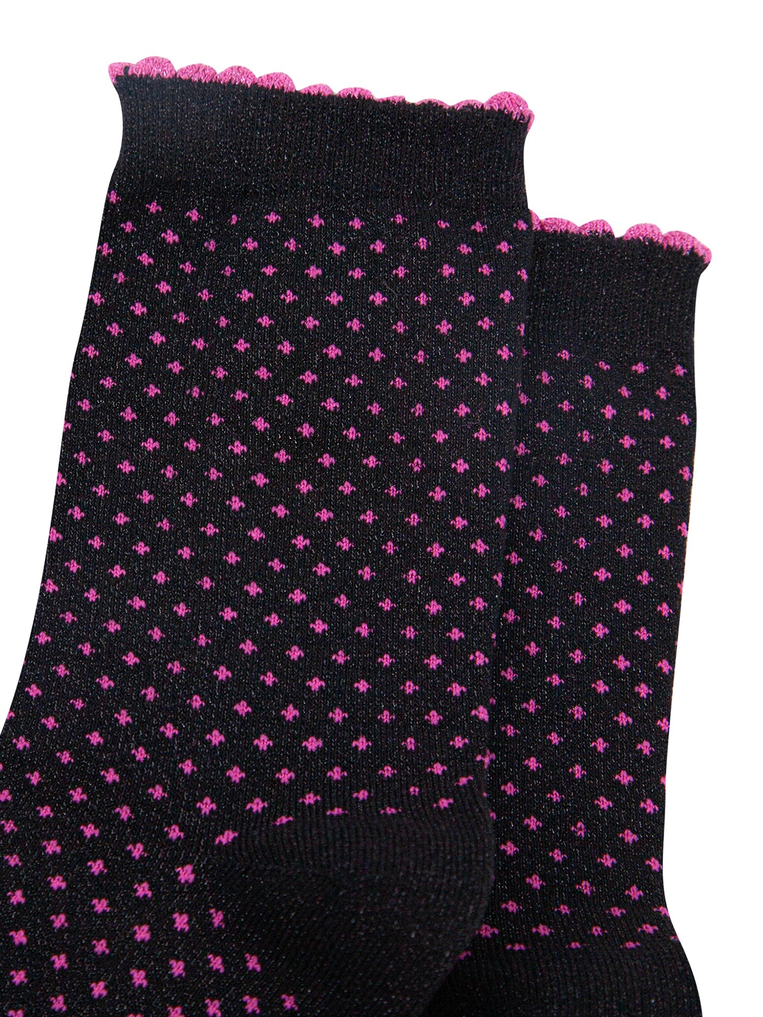 Polka-Dots-Combed-Cotton-Glitter-Socks-in-Black-close-up