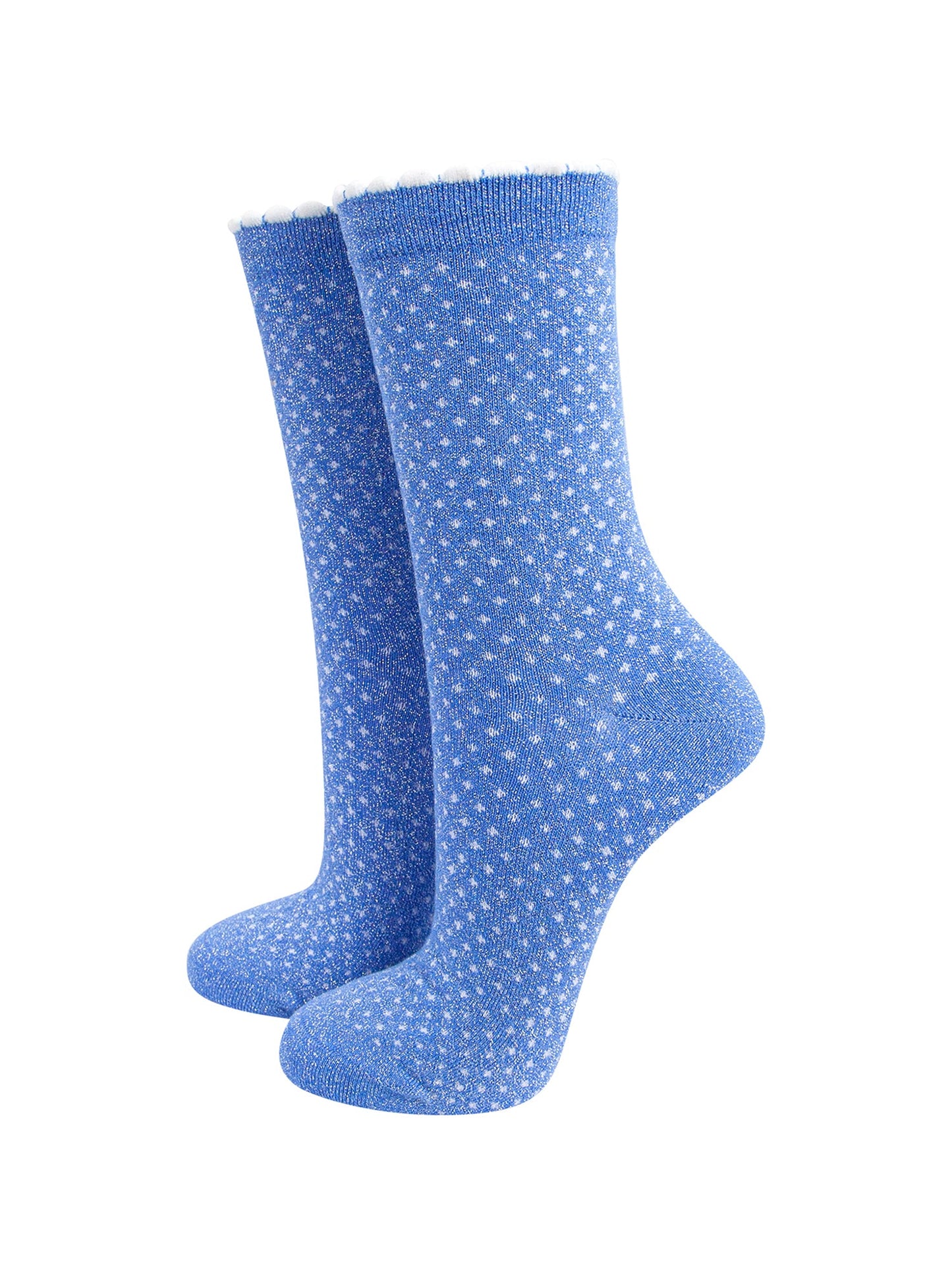 Polka-Dots-Combed-Cotton-Glitter-Socks-in-Blue-mannequin