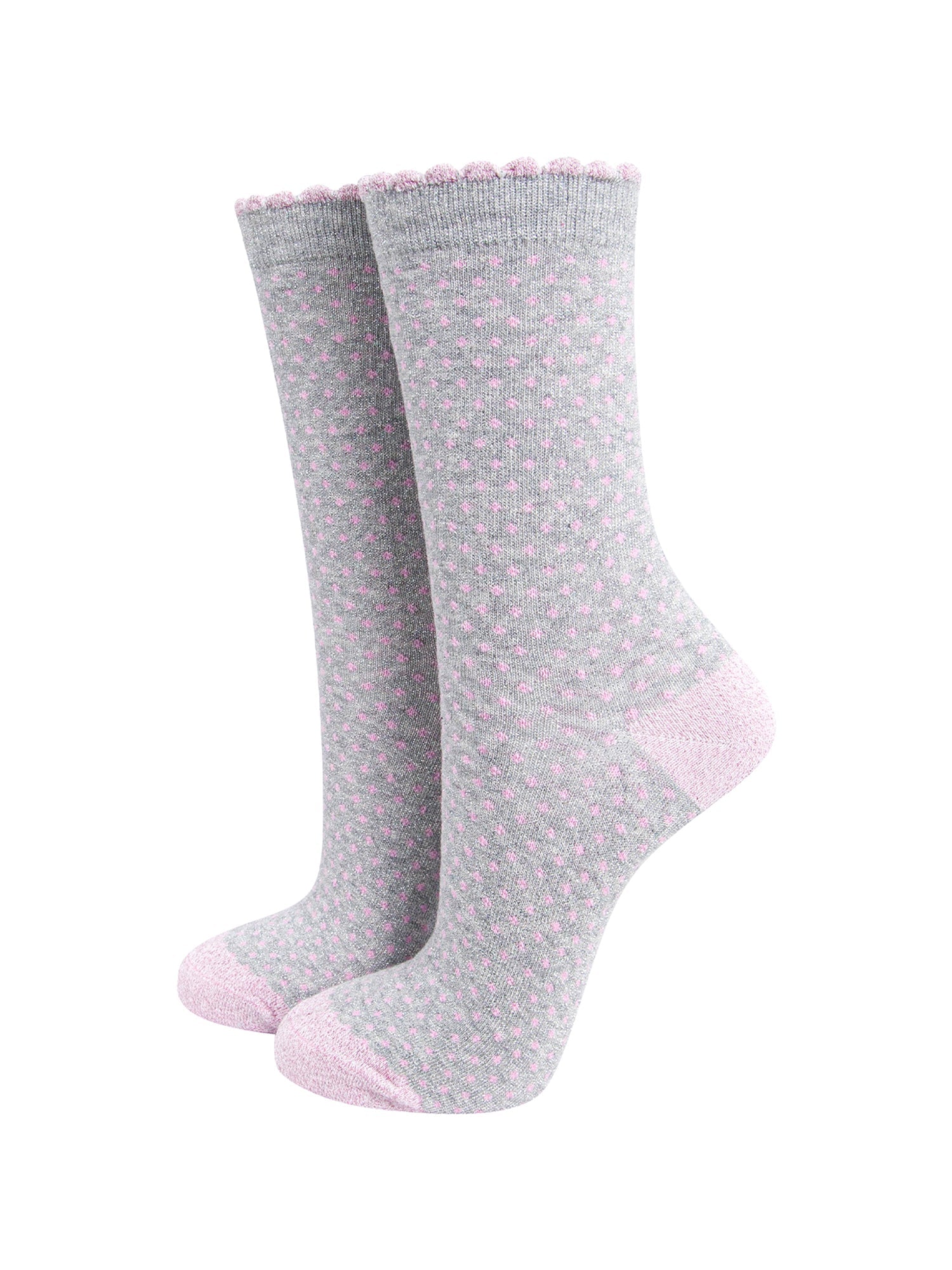 Polka-Dots-Combed-Cotton-Glitter-Socks-in-Grey-mannequin