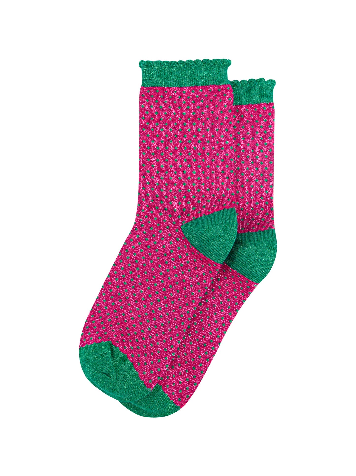 Polka-Dots-Combed-Cotton-Glitter-Socks-in-Hot-Pink-flat-lay