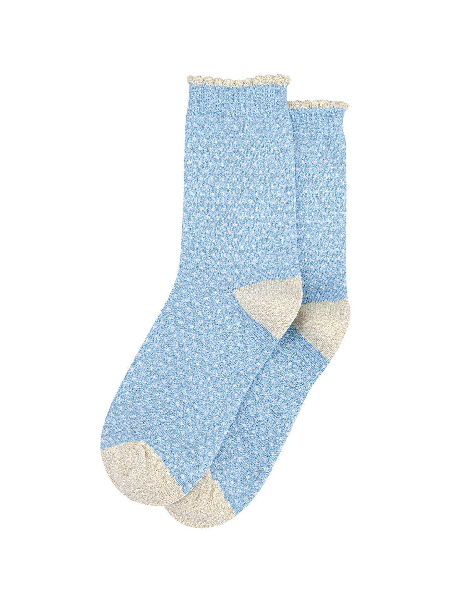 Polka-Dots-Combed-Cotton-Glitter-Socks-in-Light-Blue-Cream-flat-lay