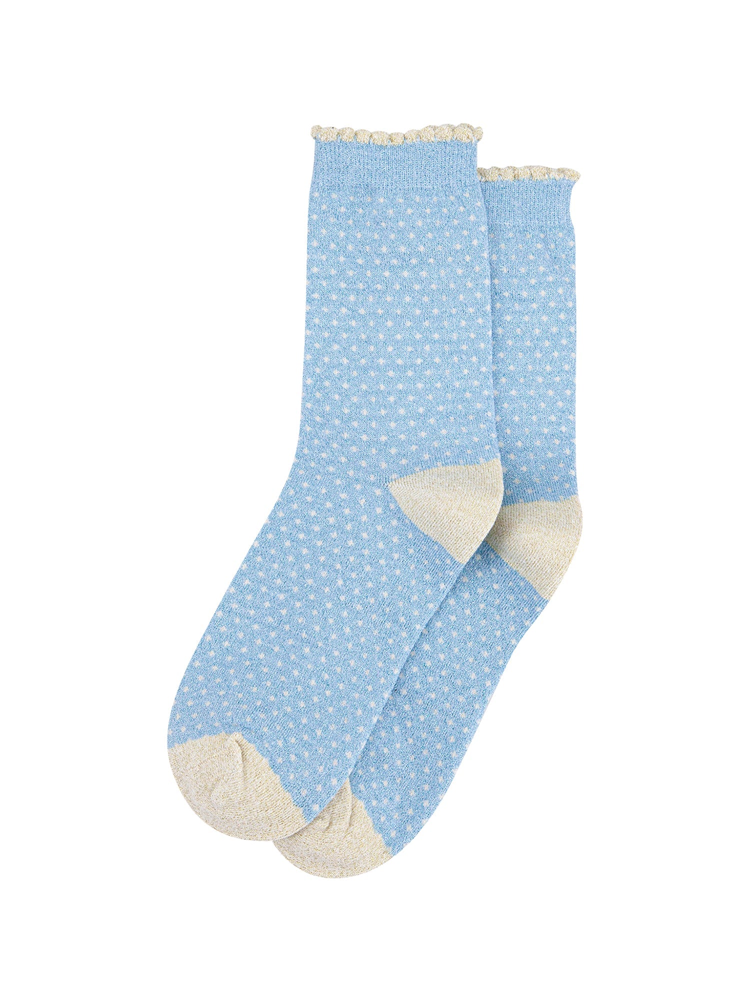 Polka-Dots-Combed-Cotton-Glitter-Socks-in-Light-Blue-Cream-flat-lay