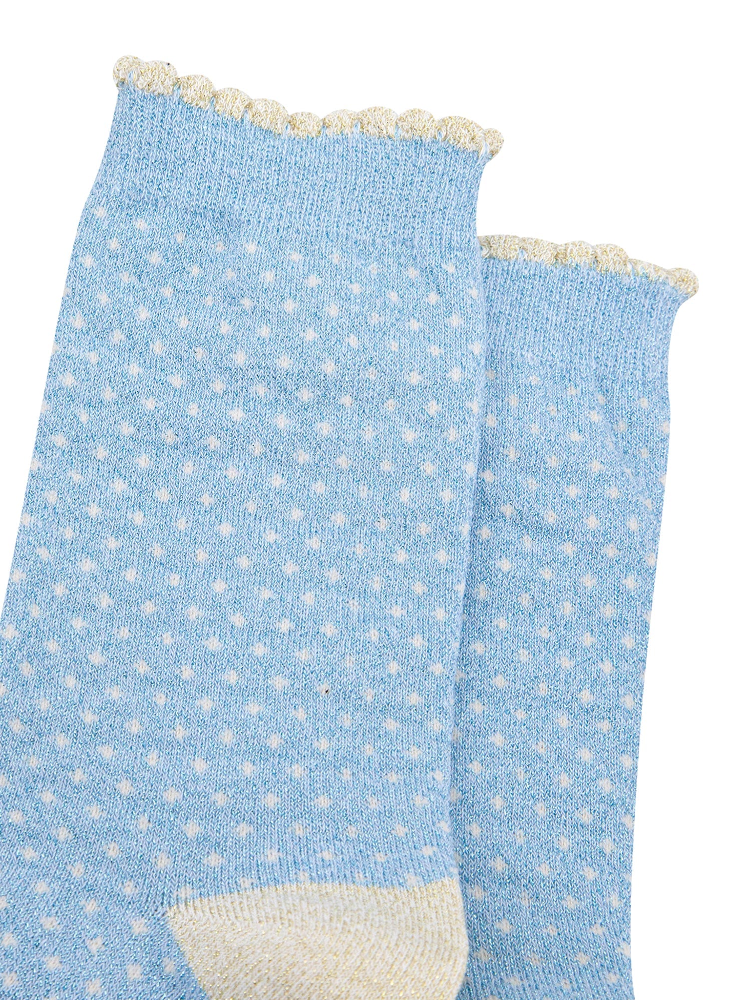 Polka-Dots-Combed-Cotton-Glitter-Socks-in-Light-Blue-Cream-close-up