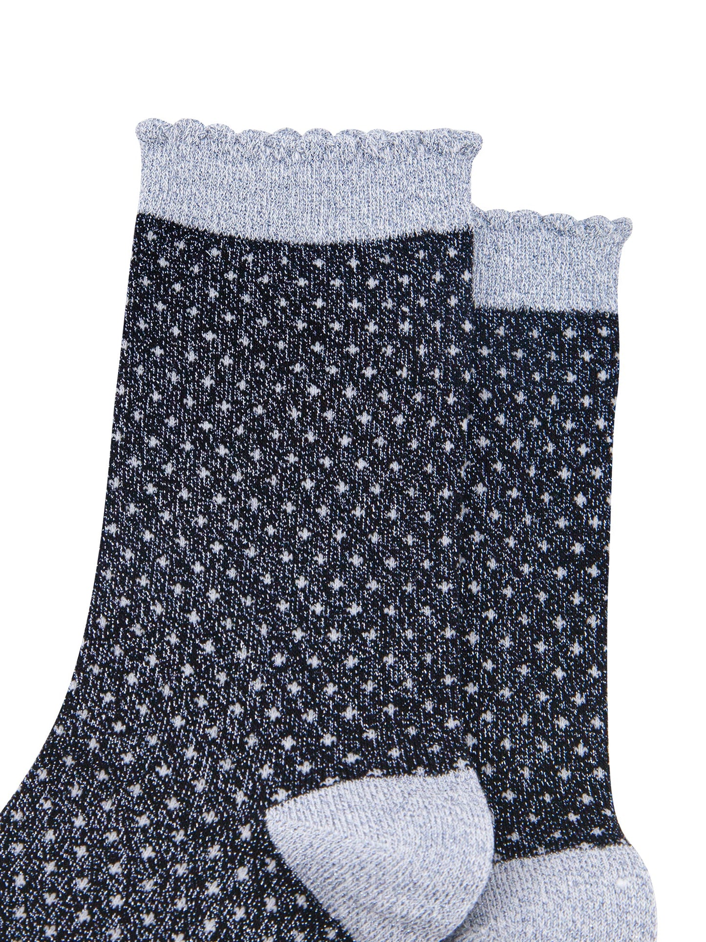 Polka-Dots-Combed-Cotton-Glitter-Socks-in-Navy-Blue-close-up