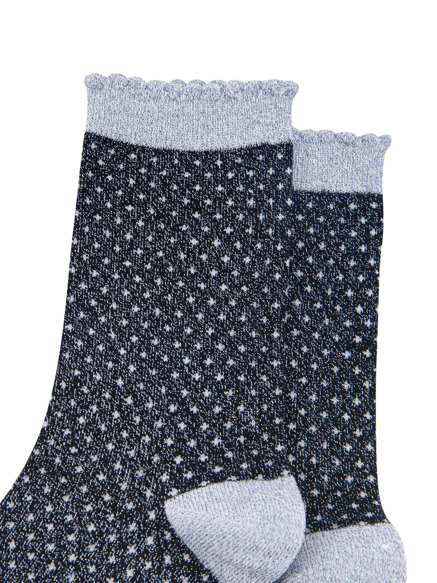 Polka-Dots-Combed-Cotton-Glitter-Socks-in-Navy-Blue-close-up