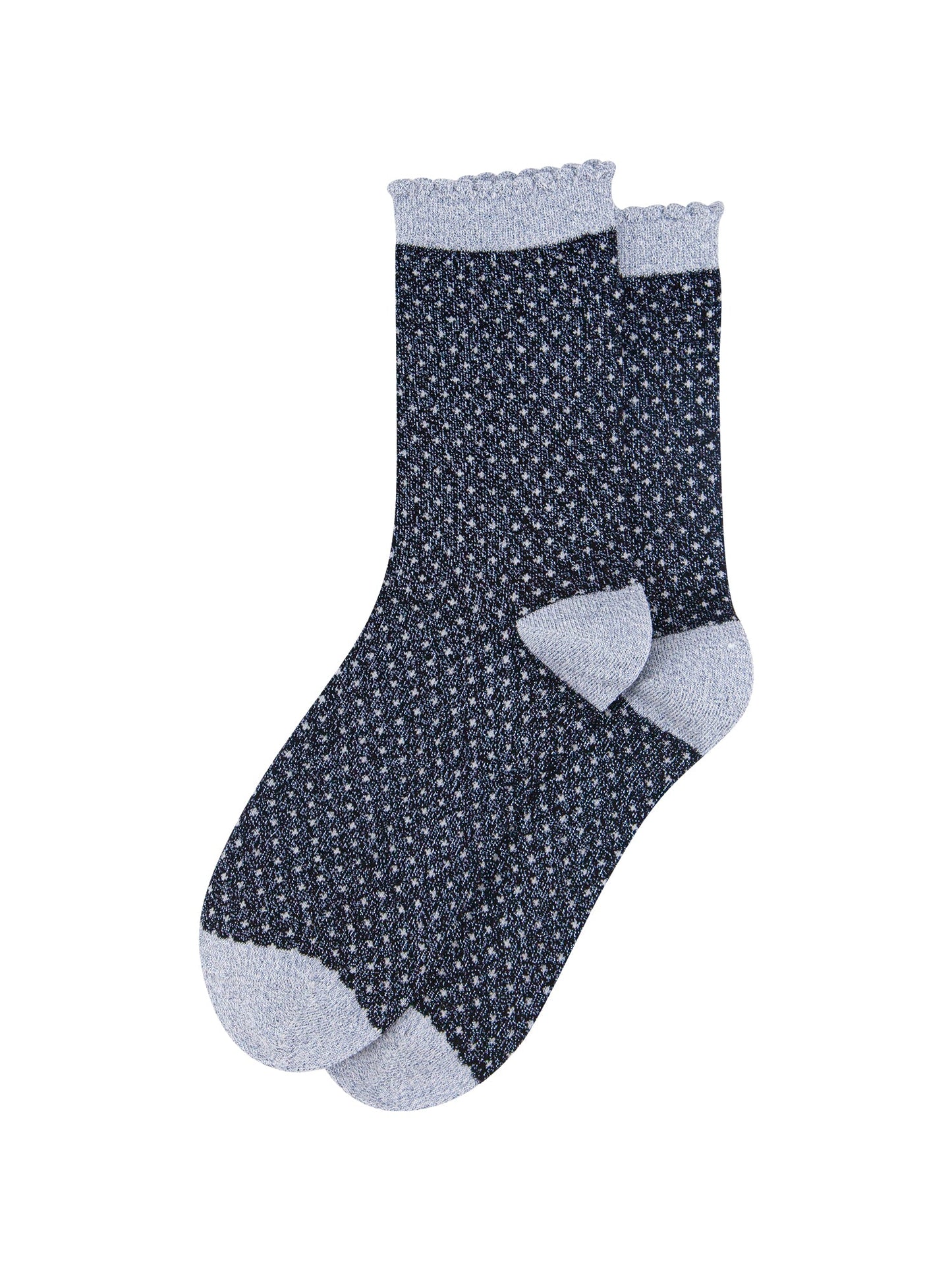 Polka-Dots-Combed-Cotton-Glitter-Socks-in-Navy-Blue-flat-lay