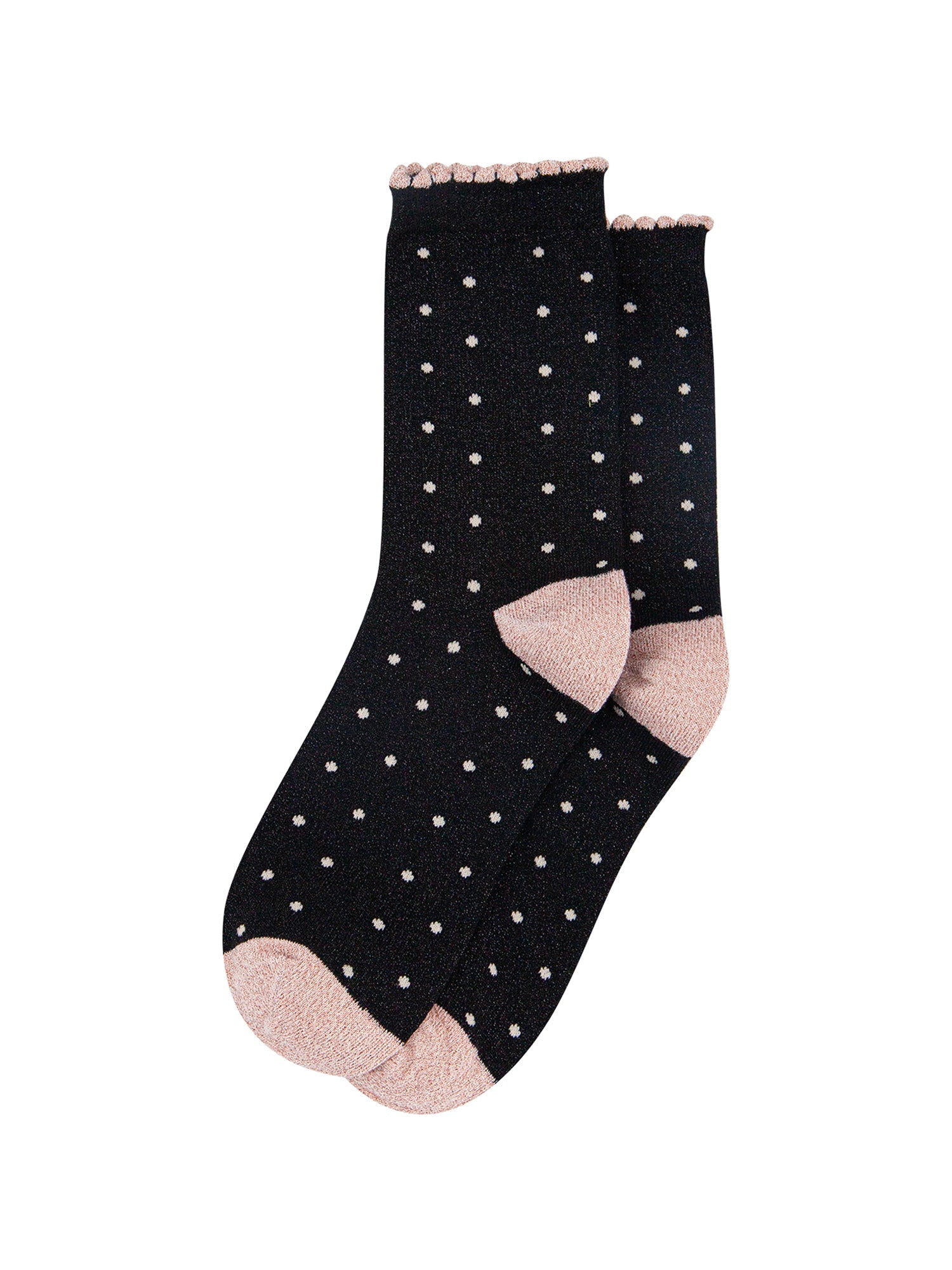 Small-Spots-Combed-Cotton-Glitter-Socks-in-Black-Gold-flat-lay