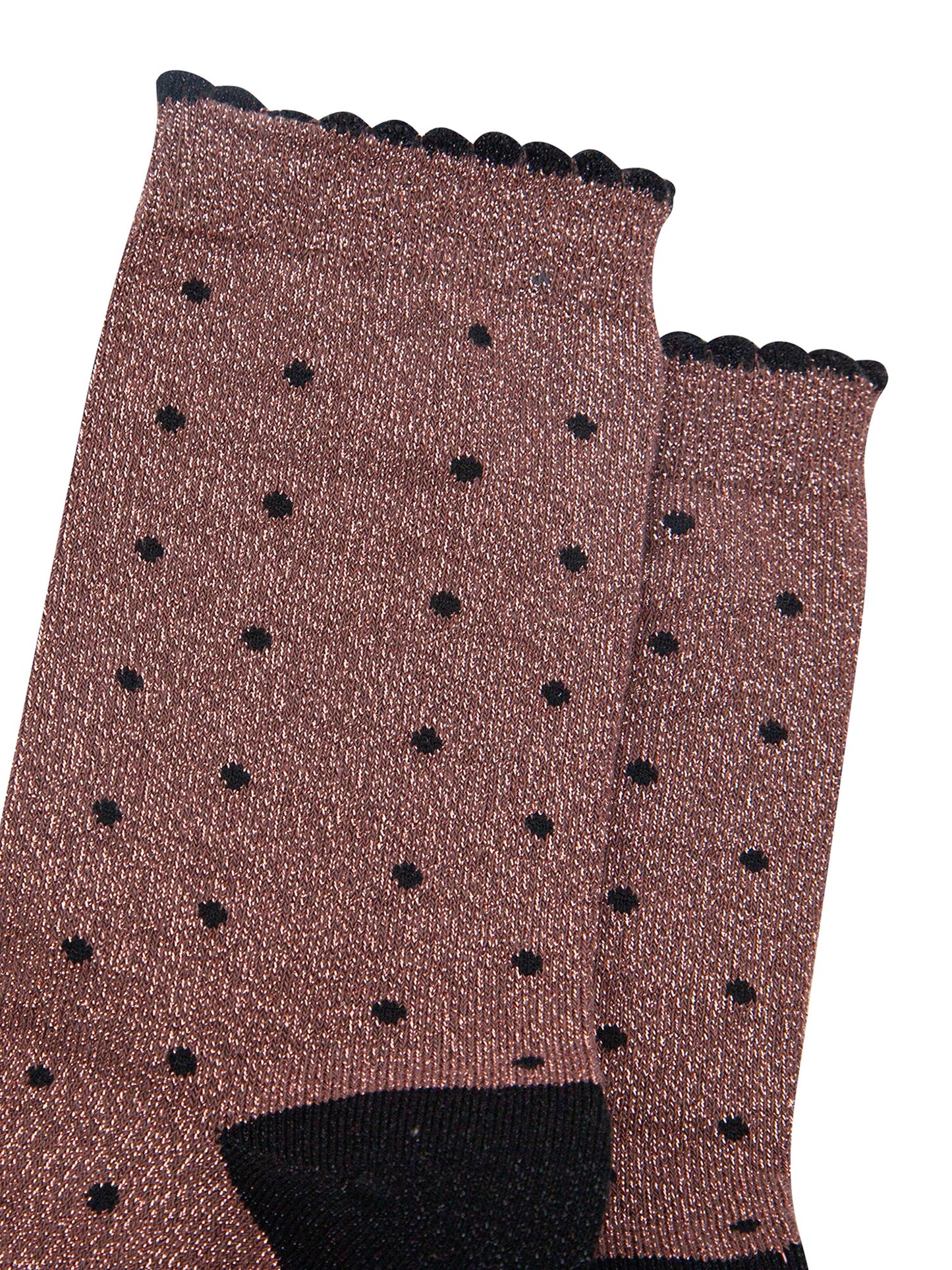 Small-Spots-Combed-Cotton-Glitter-Socks-in-Chocolate-Brown-Black-close-up