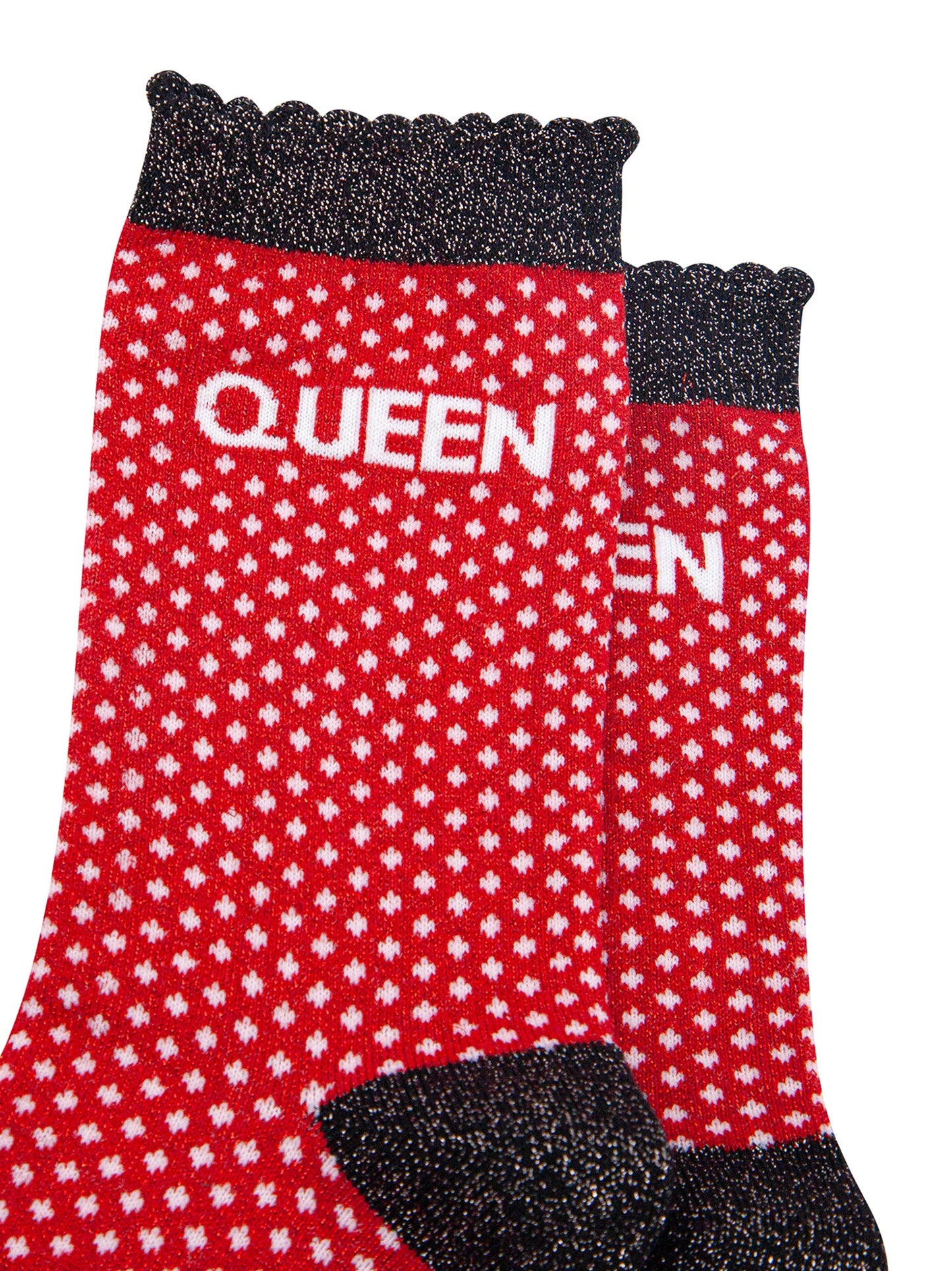 Queen-Spotted-Combed-Cotton-Glitter-Socks-in-Red-close-up