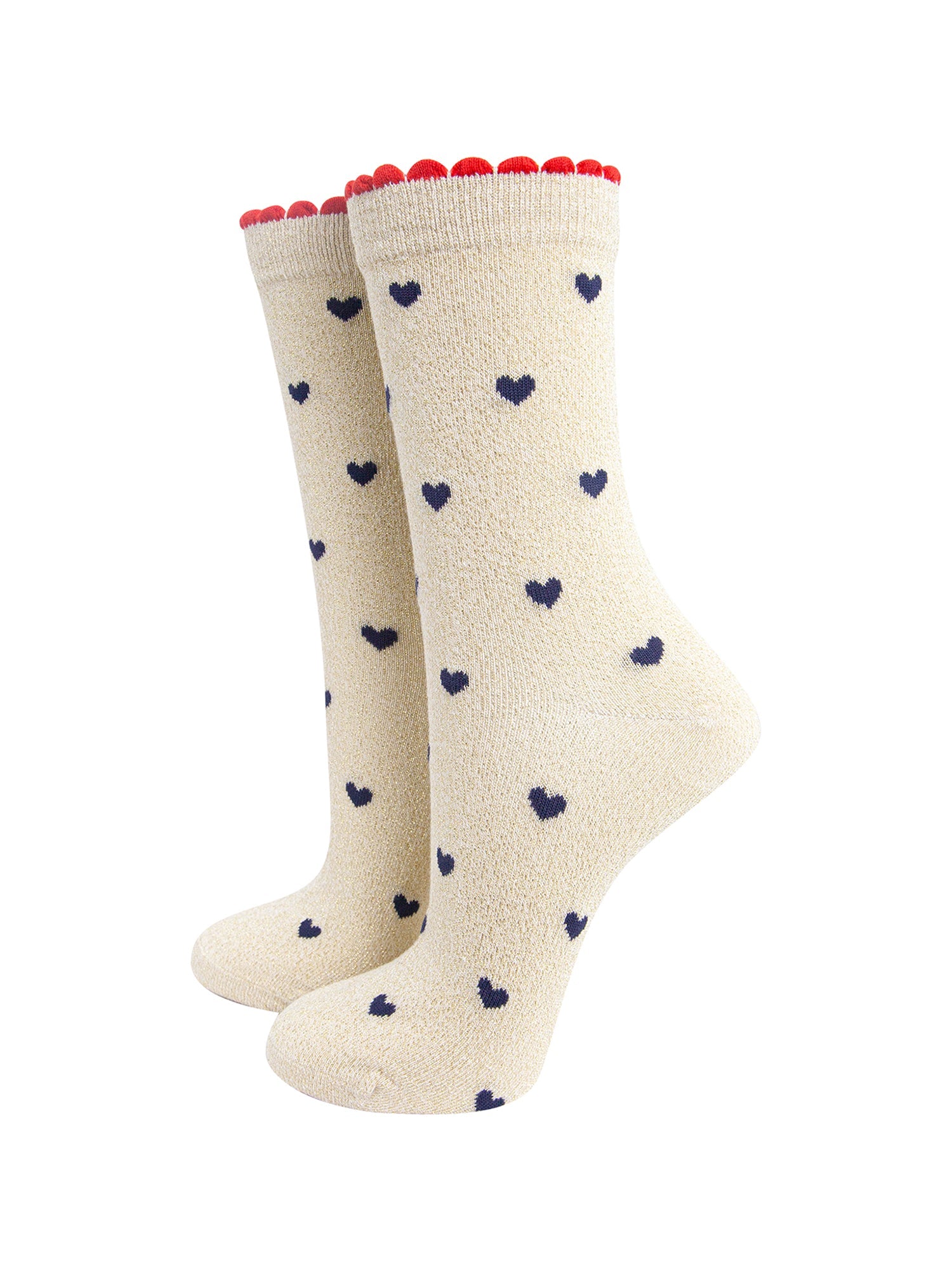 Love-Hearts-Combed-Cotton-Glitter-Socks-in-Cream-Navy-Blue-mannequin