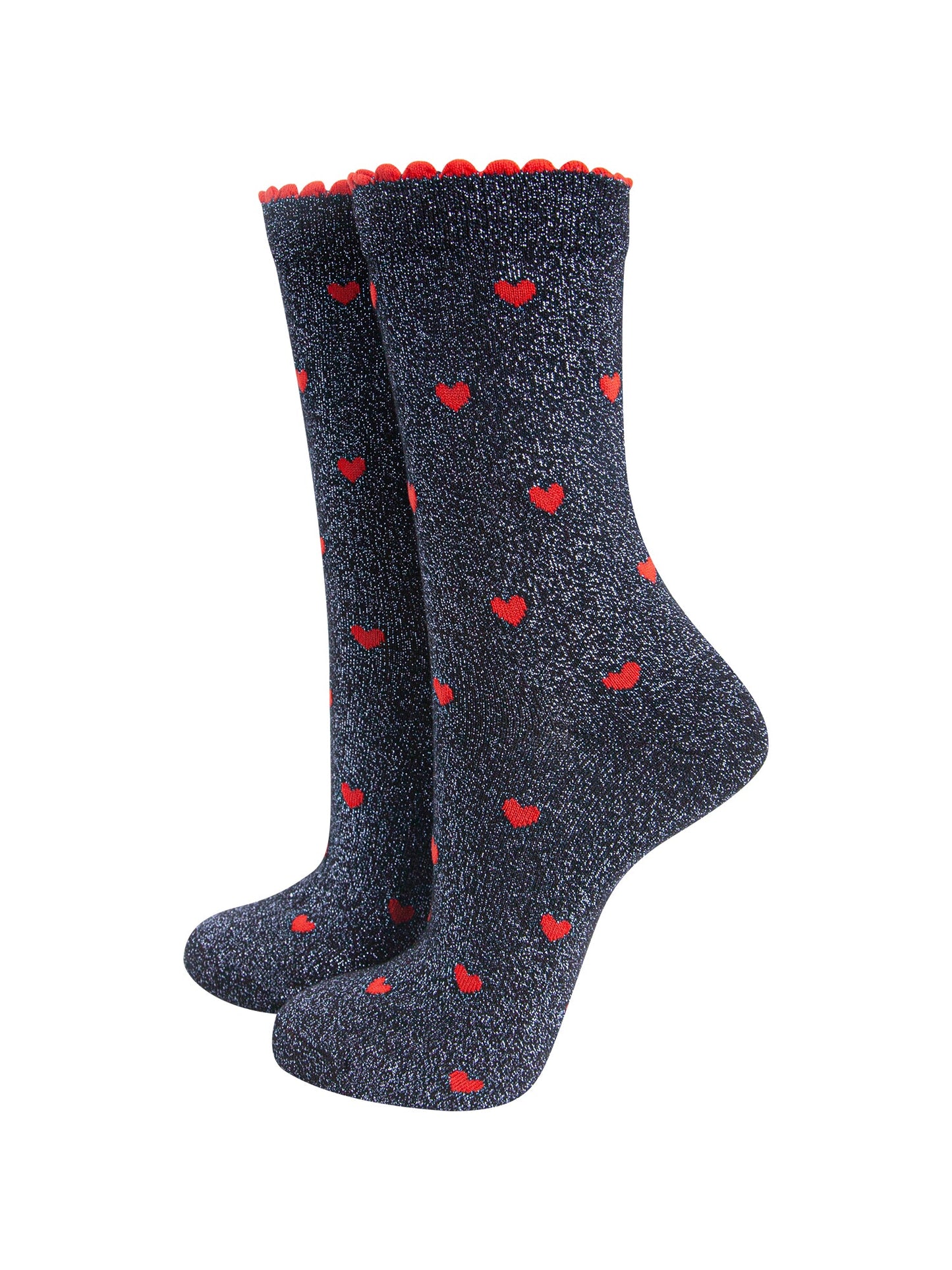 Love-Hearts-Combed-Cotton-Glitter-Socks-in-Navy-Blue-Red-mannequin