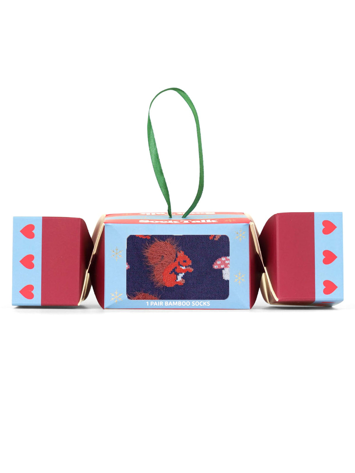 Squirrel Fluffy Bamboo Crew Socks Christmas Cracker Gift Box in Navy Blue