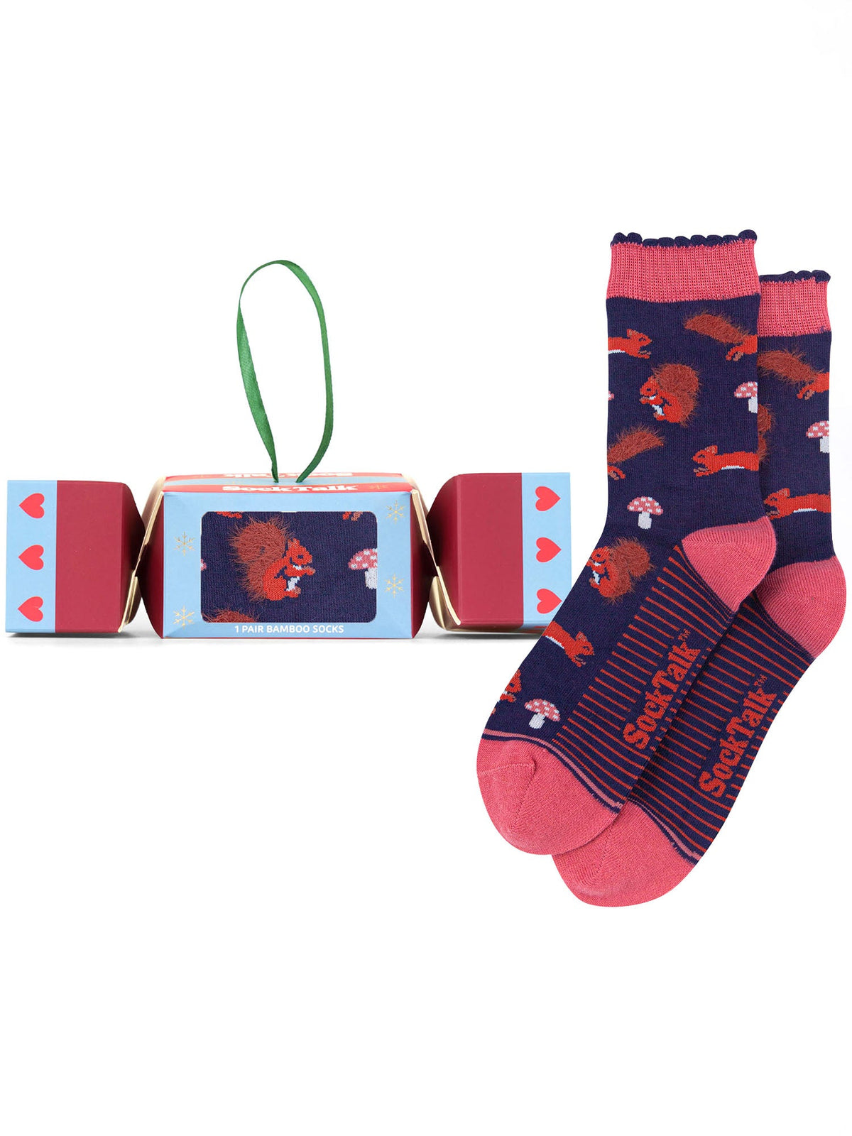 Squirrel-Fluffy-Bamboo-Crew-Socks-Christmas-Cracker-Gift-Box-in-Navy-Blue