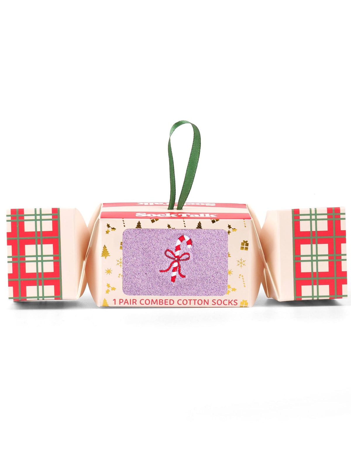 Candy-Cane-Embroidered-Combed-Cotton-Glitter-Crew-Socks-Christmas-Cracker-Gift-Box-in-Pink