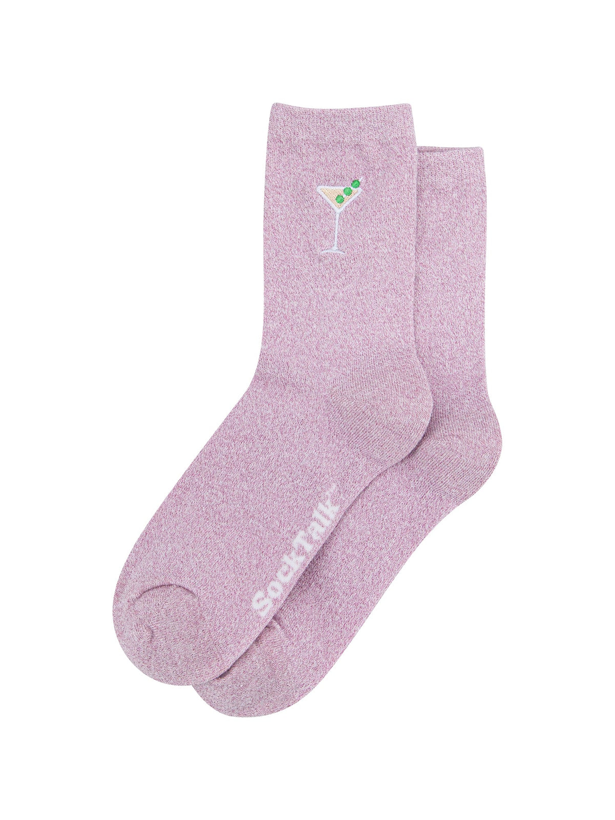 Cocktail-Combed-Cotton-Glitter-Embroidered-Socks-in-Soft-Pink-Laid-Flat