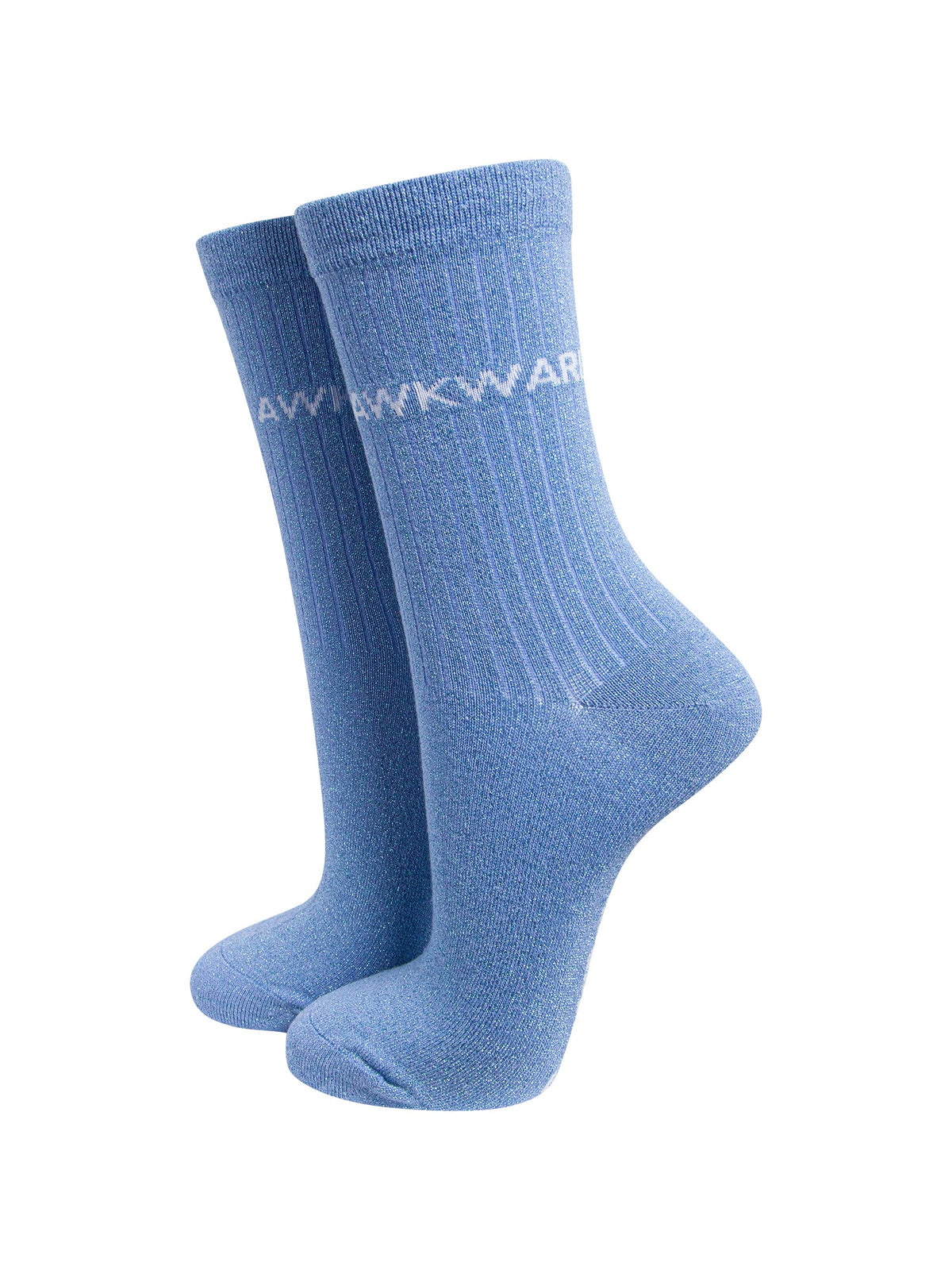 Awkward-Combed-Cotton-Glitter-Socks-in-Light-Blue-On-Mannequin