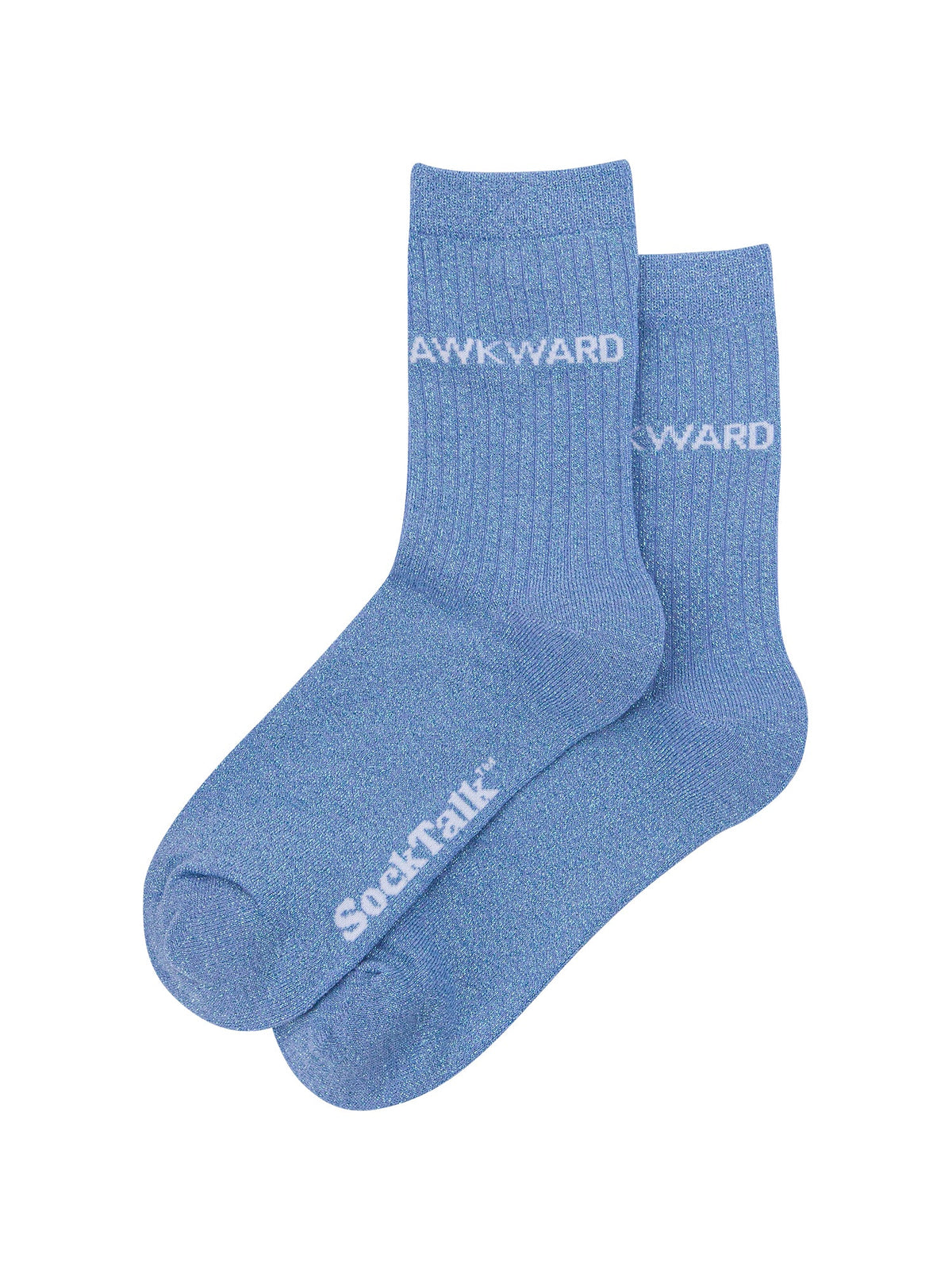 Awkward-Combed-Cotton-Glitter-Socks-in-Light-Blue-Laid-Flat