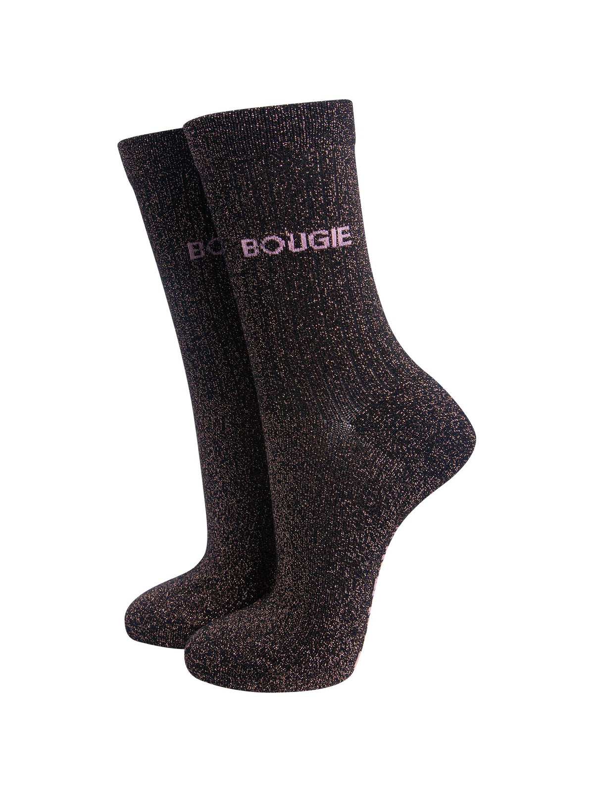 Bougie-Combed-Cotton-Glitter-Socks-in-Black/Brown-On-Mannequin