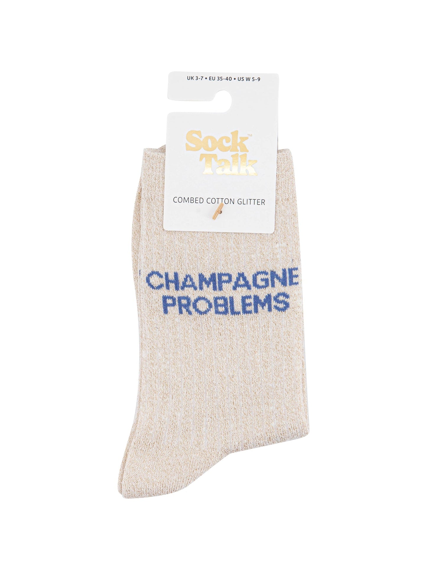 Champagne Problems Combed Cotton Glitter Socks in Cream