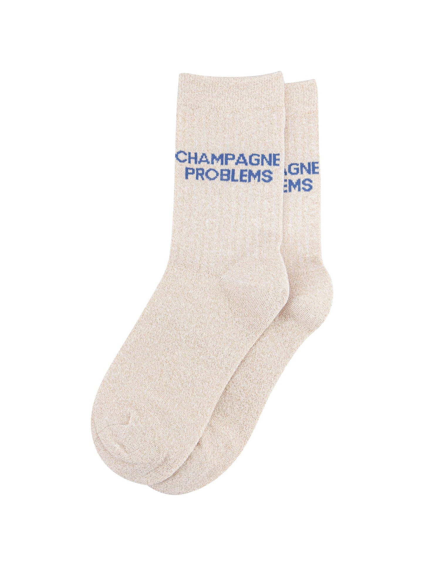 Champagne Problems Combed Cotton Glitter Socks in Cream