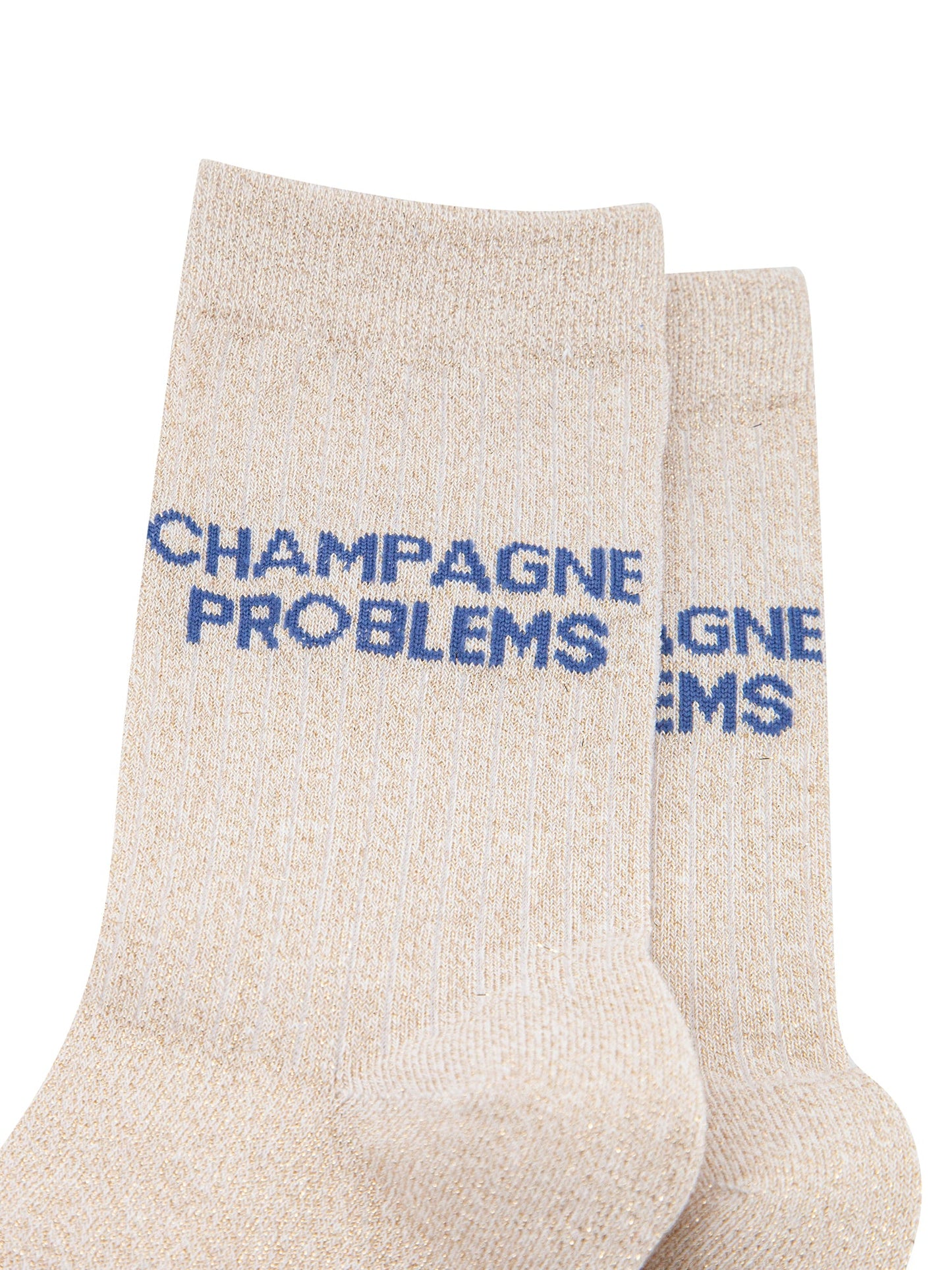 Champagne Problems Combed Cotton Glitter Socks in Cream