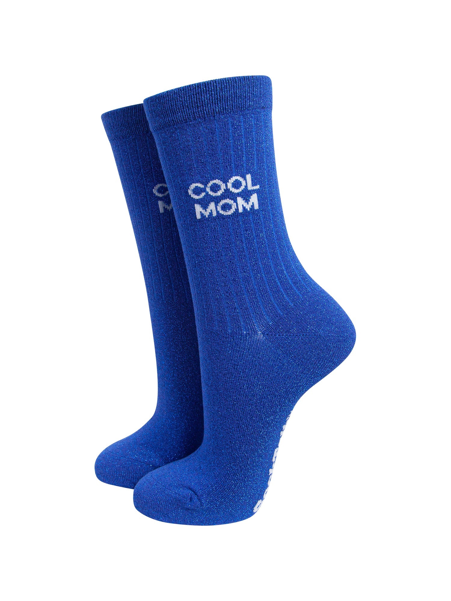 Cool-Mom-Combed-Cotton-Glitter-Socks-in-Royal-Blue-On-Mannequin