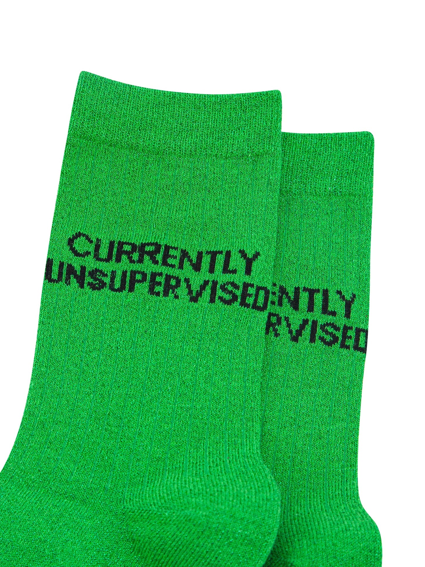 Currently Unsupervised Combed Cotton Glitter Socks in Lime