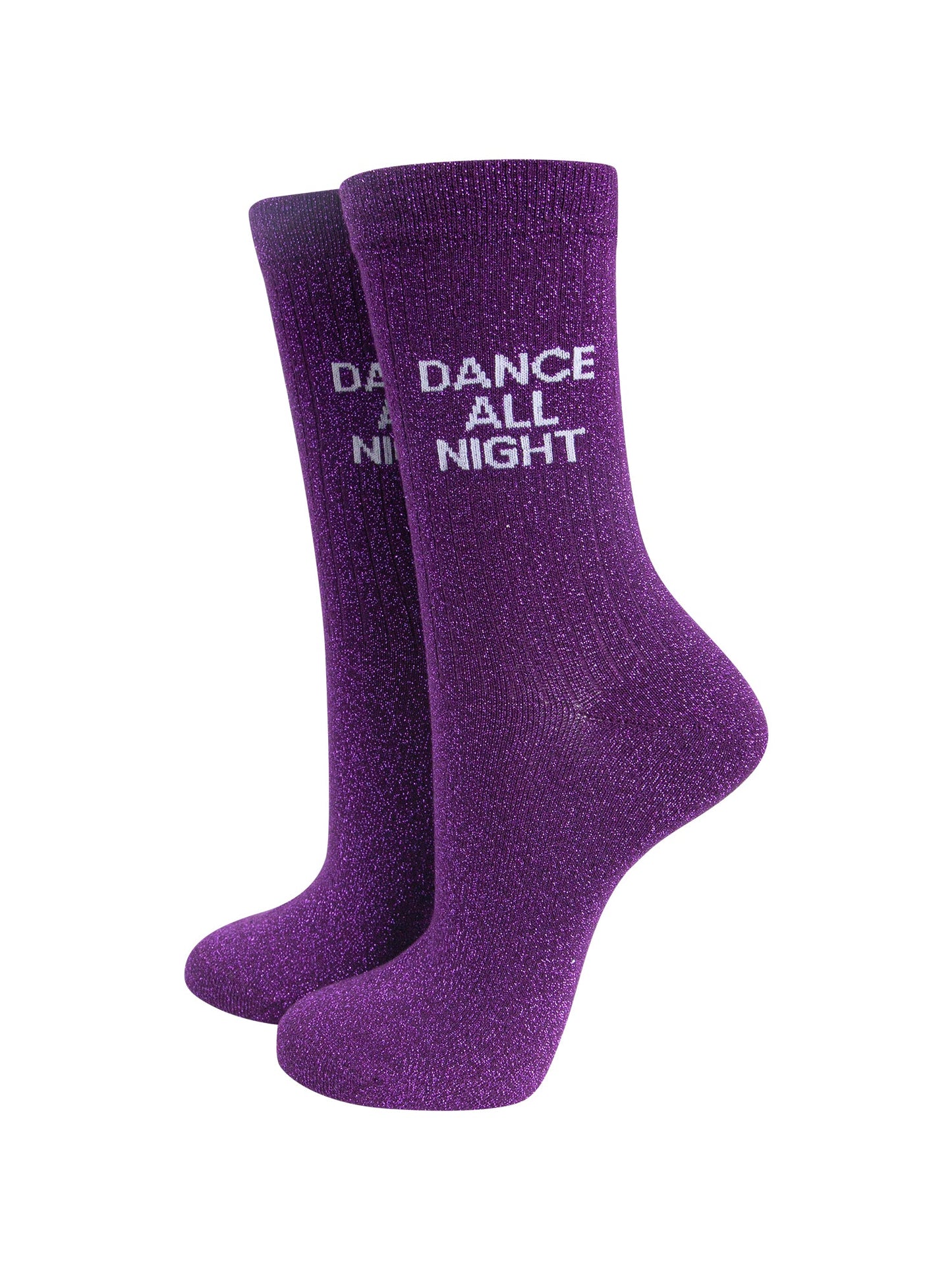 Dance All Night Combed Cotton Glitter Socks in Purple