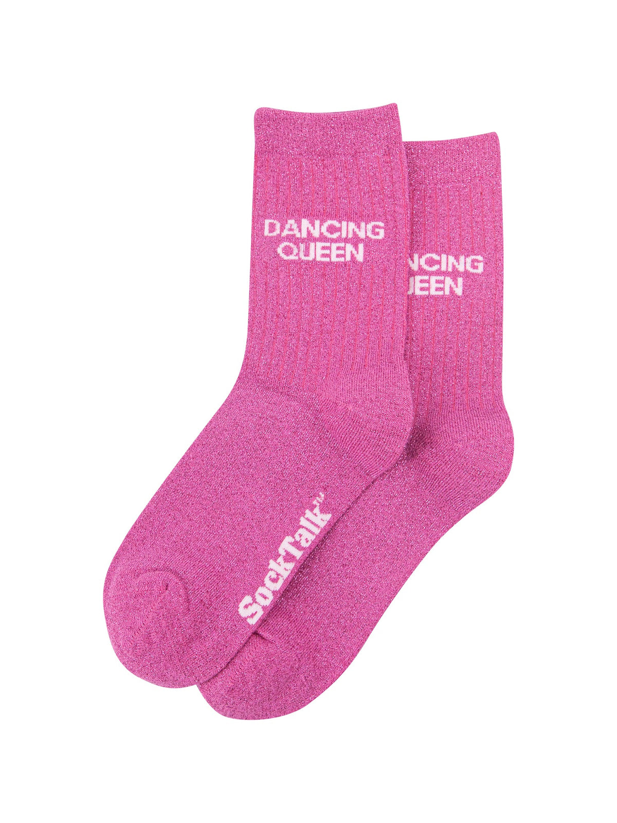Dancing-Queen-Combed-Cotton-Glitter-Socks-in-Hot-Pink-Laid-Flat