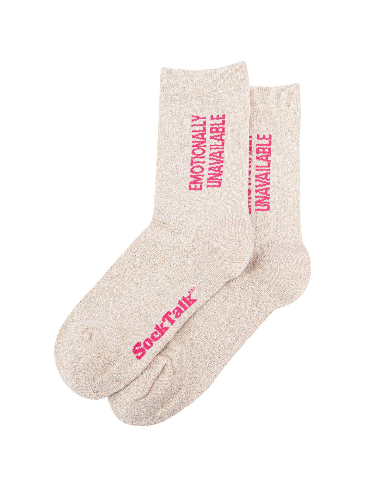 Emotionally-Unavailable-Combed-Cotton-Glitter-Socks-in-Cream-Laid-Flat