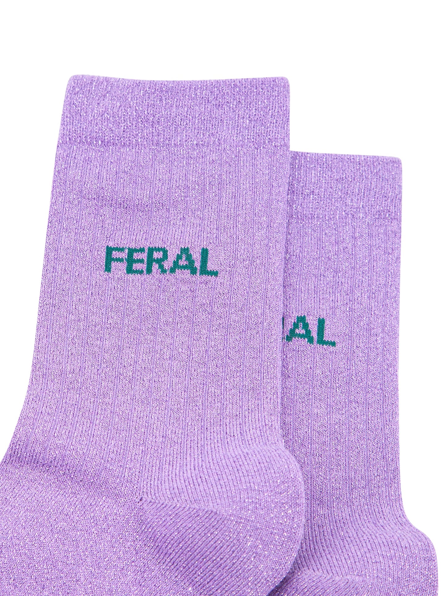 Feral Combed Cotton Glitter Socks in Lilac