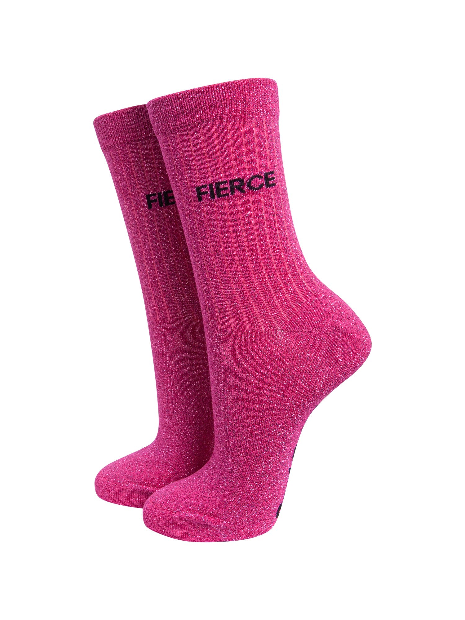 Fierce-Combed-Cotton-Glitter-Socks-in-Hot-Pink-On-Mannequin