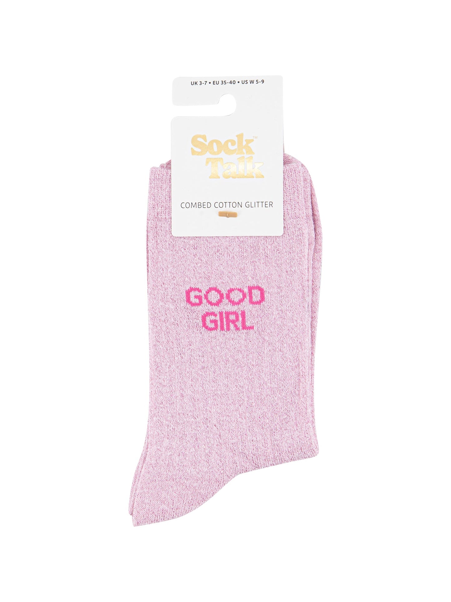 Good Girl Combed Cotton Glitter Socks in Light Pink