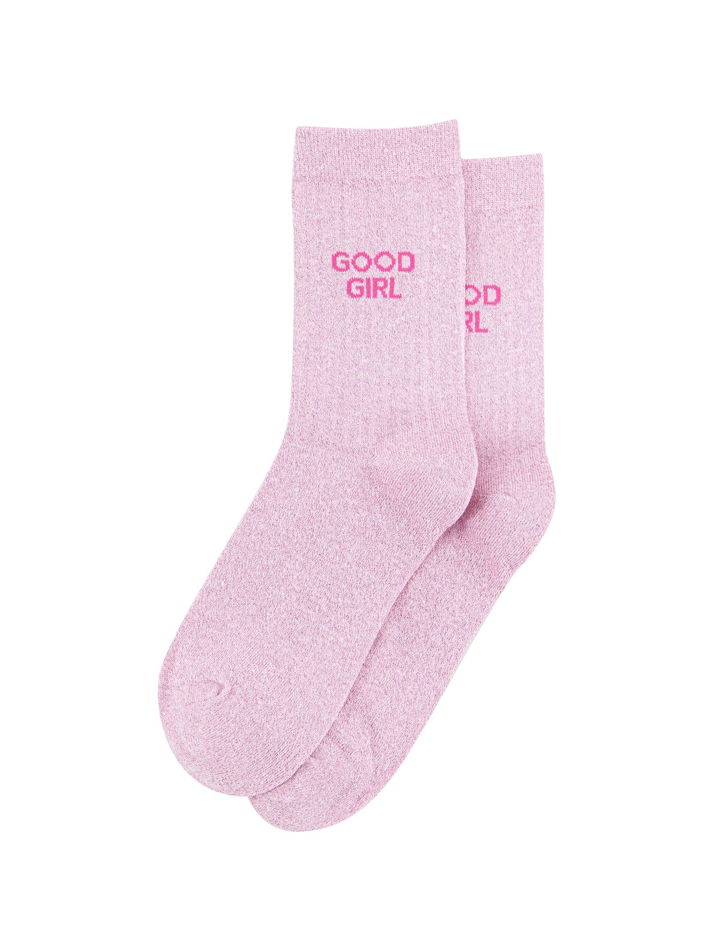 Good Girl Combed Cotton Glitter Socks in Light Pink