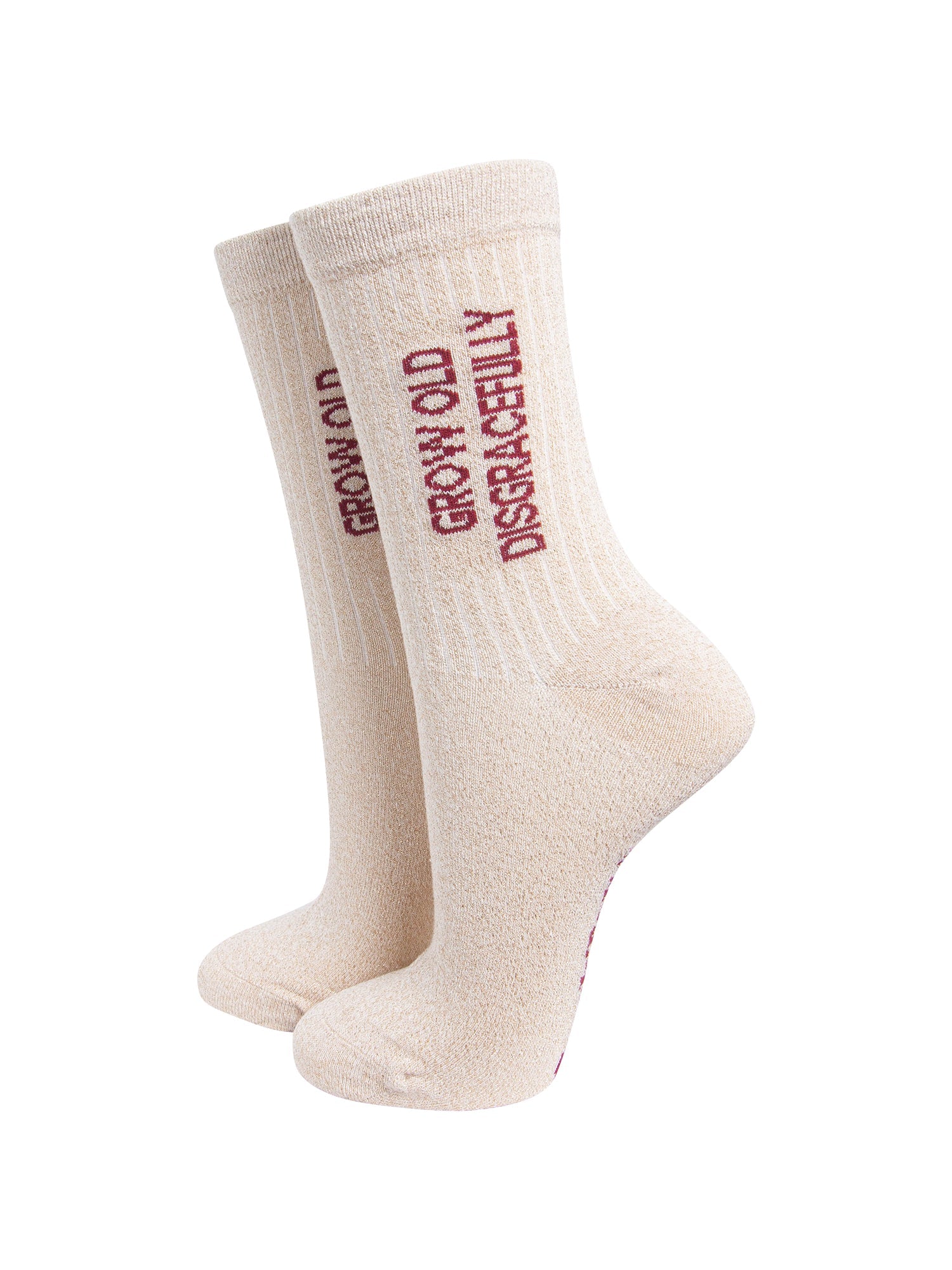 Grow-Old-Disgracefully-Combed-Cotton-Glitter-Socks-in-Cream-On-Mannequin