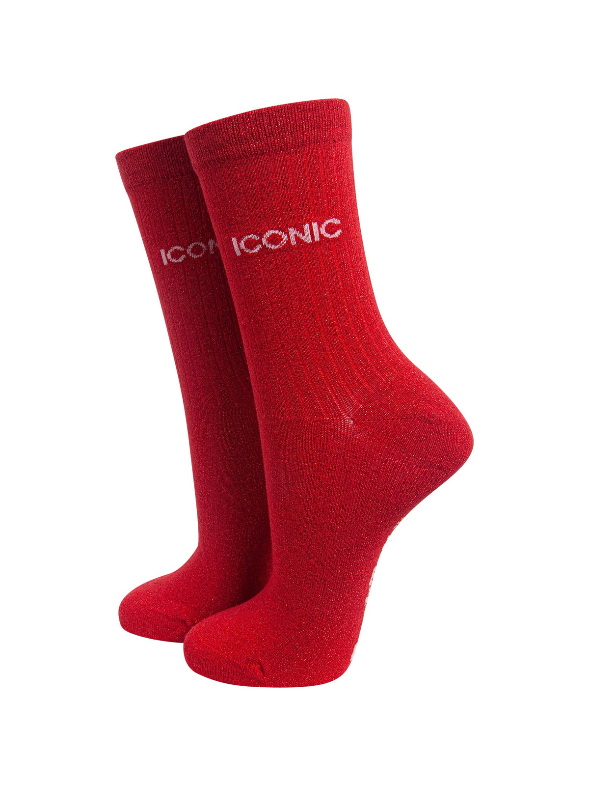 Iconic-Combed-Cotton-Glitter-Socks-in-Red-On-Mannequin