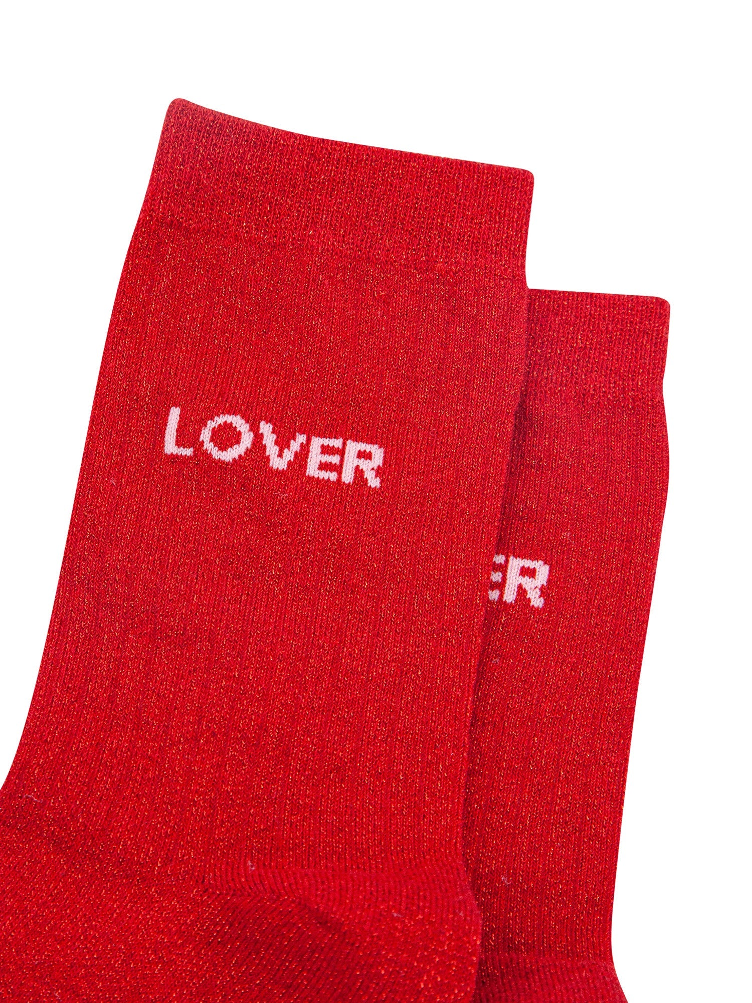 Lover-Glitter-Combed-Cotton-Word-Crew-Socks-for-Women-Red-close-up